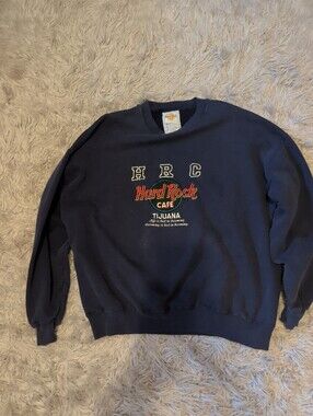 Hard Rock Cafe Tijuana Navy Crewneck Sweatshirt Vintage 90s